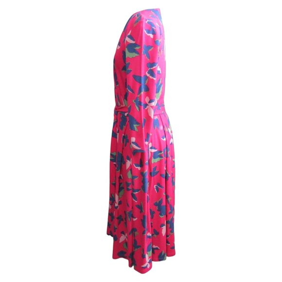 Max Mara Weekend Magenta Butterfly Wrap Dress Womens Size S Pockets V Neck Tie - Picture 6 of 12